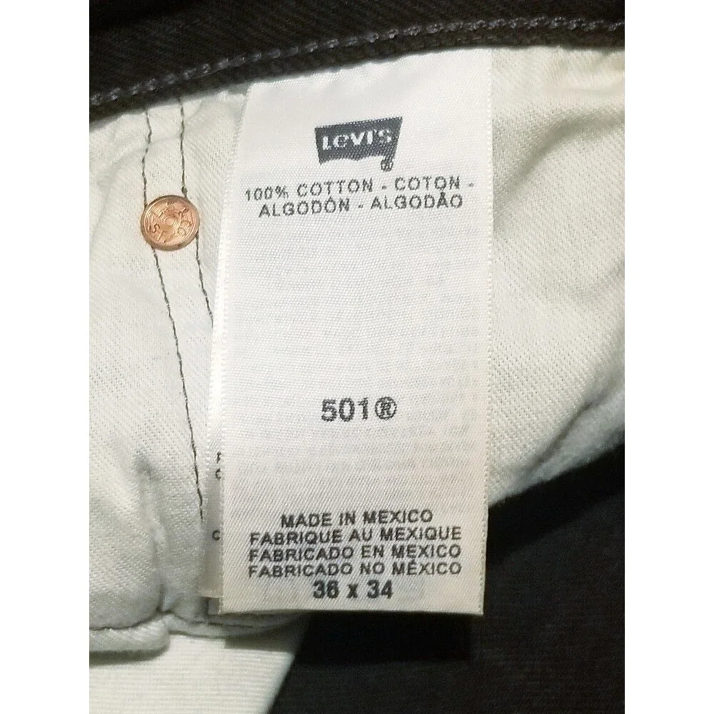 Levi's 501 XX Jeans Men's Size 36x34 Black Denim Button Fly 100% Cotton (35×32)
